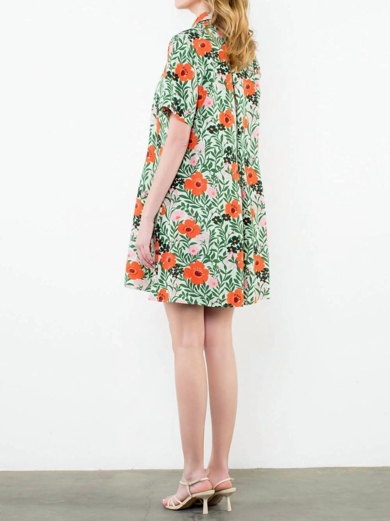 Hellie Mini Dress In Green Floral