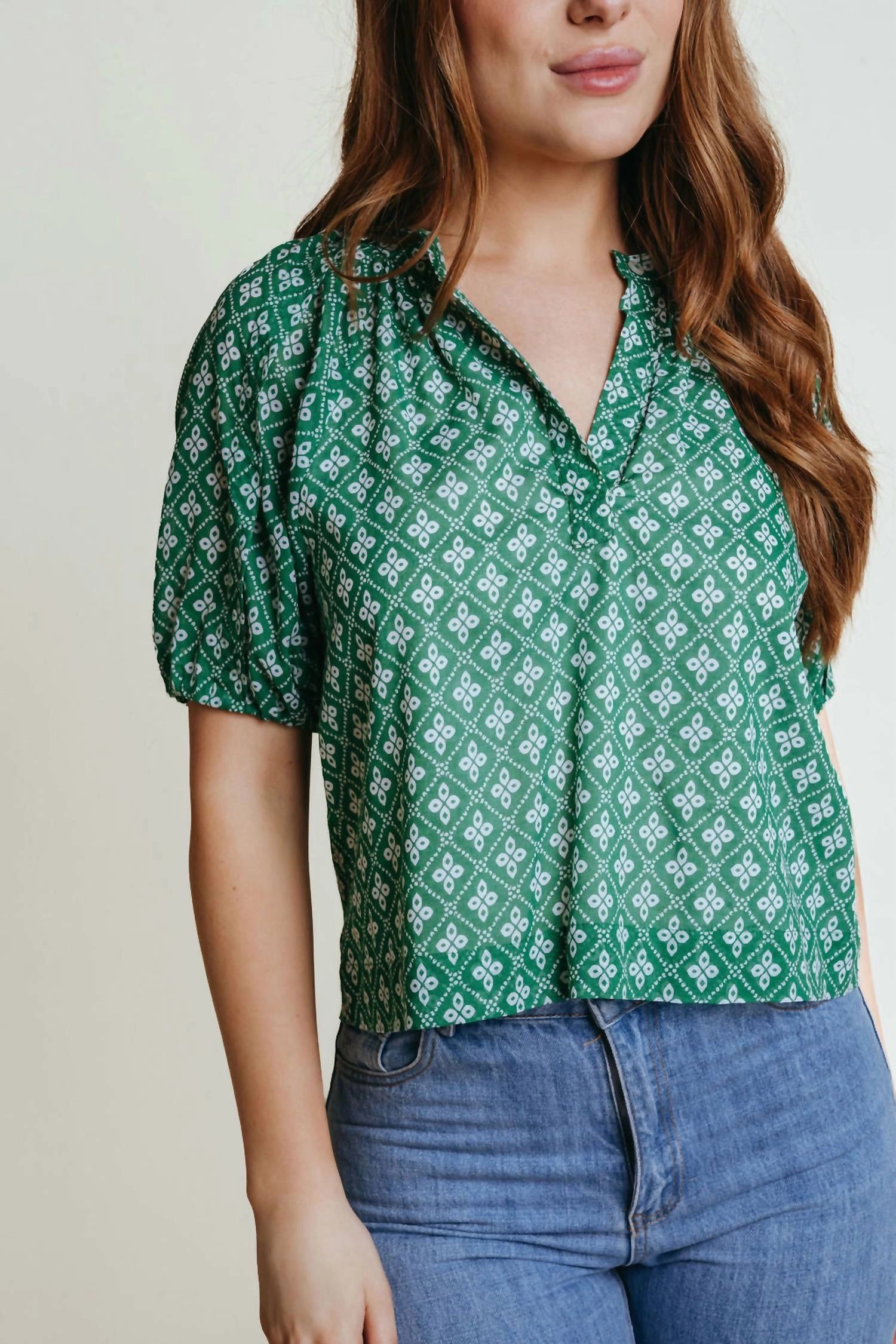 Henley Blouse In Green