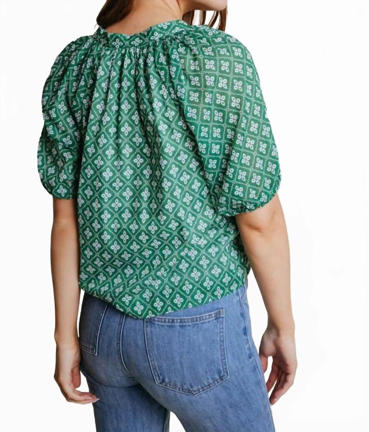 Henley Blouse In Green