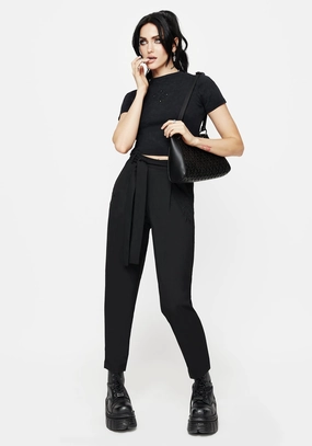 Hester Embroidered Tapered Trousers - Black Bottoms Womens - women's jeans sale