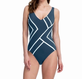 High Back One Piece Swimsuit In Got Mirage Teal Swim Womens - retro swimwear outlet