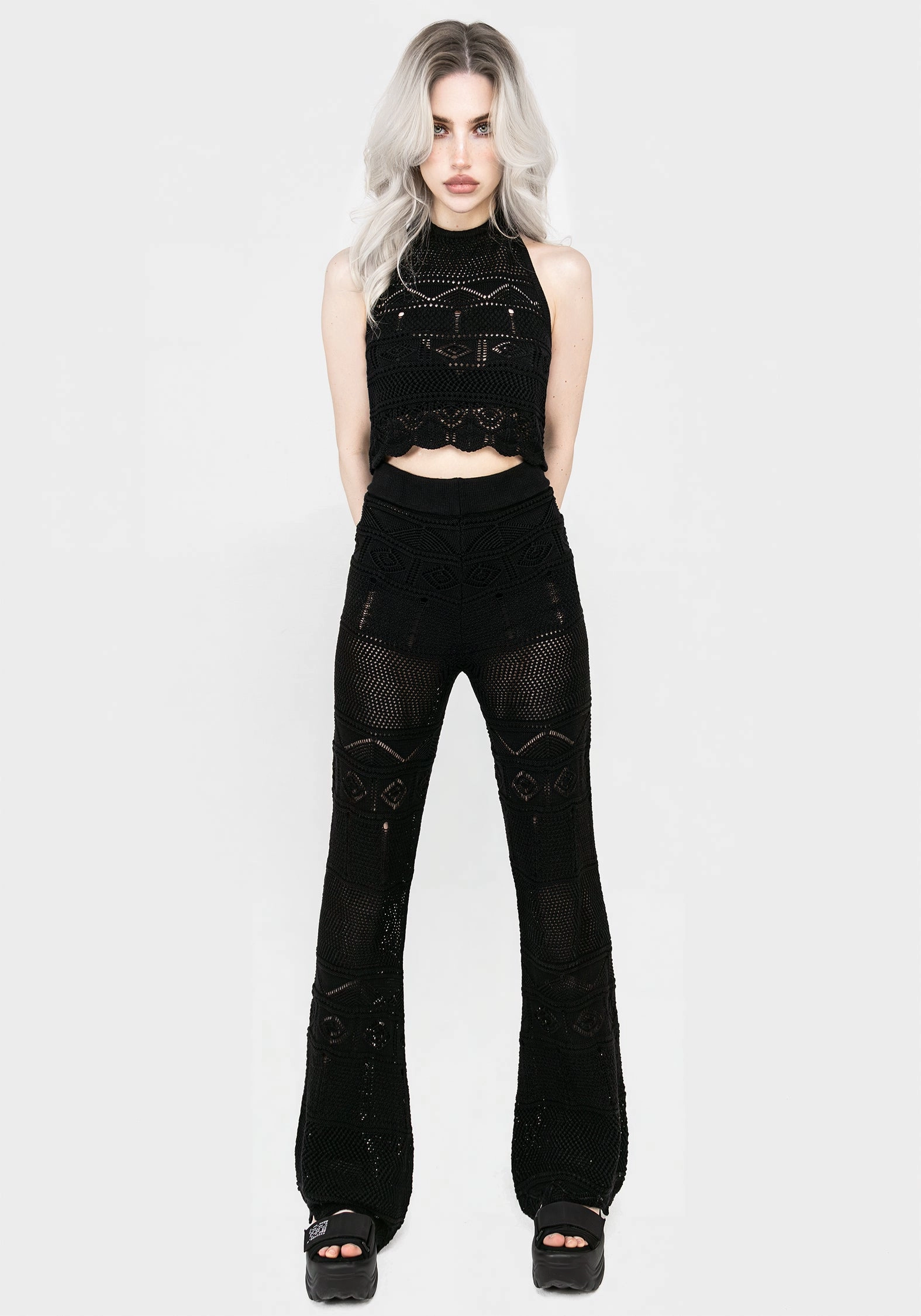 Hooked Pointelle Flare Trousers Bottoms Womens - women's jeans sale