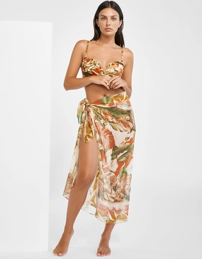 Hypnotic Silk Pareo - Sepia Leaves Maryan Mehlhorn - Maryan Mehlhorn dresses