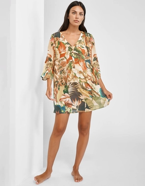 Hypnotic Tunic - Sepia Leaves Maryan Mehlhorn - Maryan Mehlhorn dresses