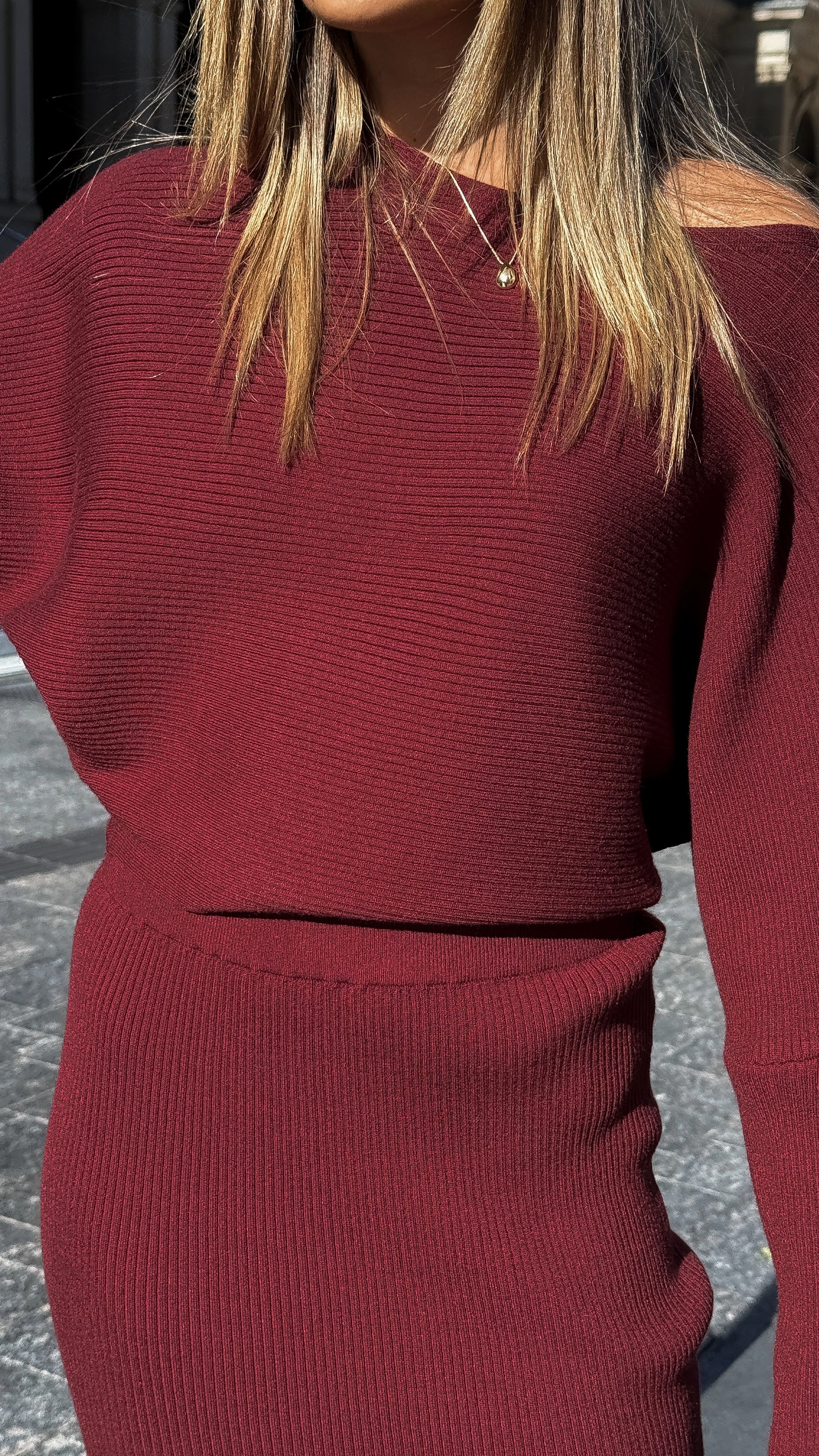Iluka Knit Top - Burgundy