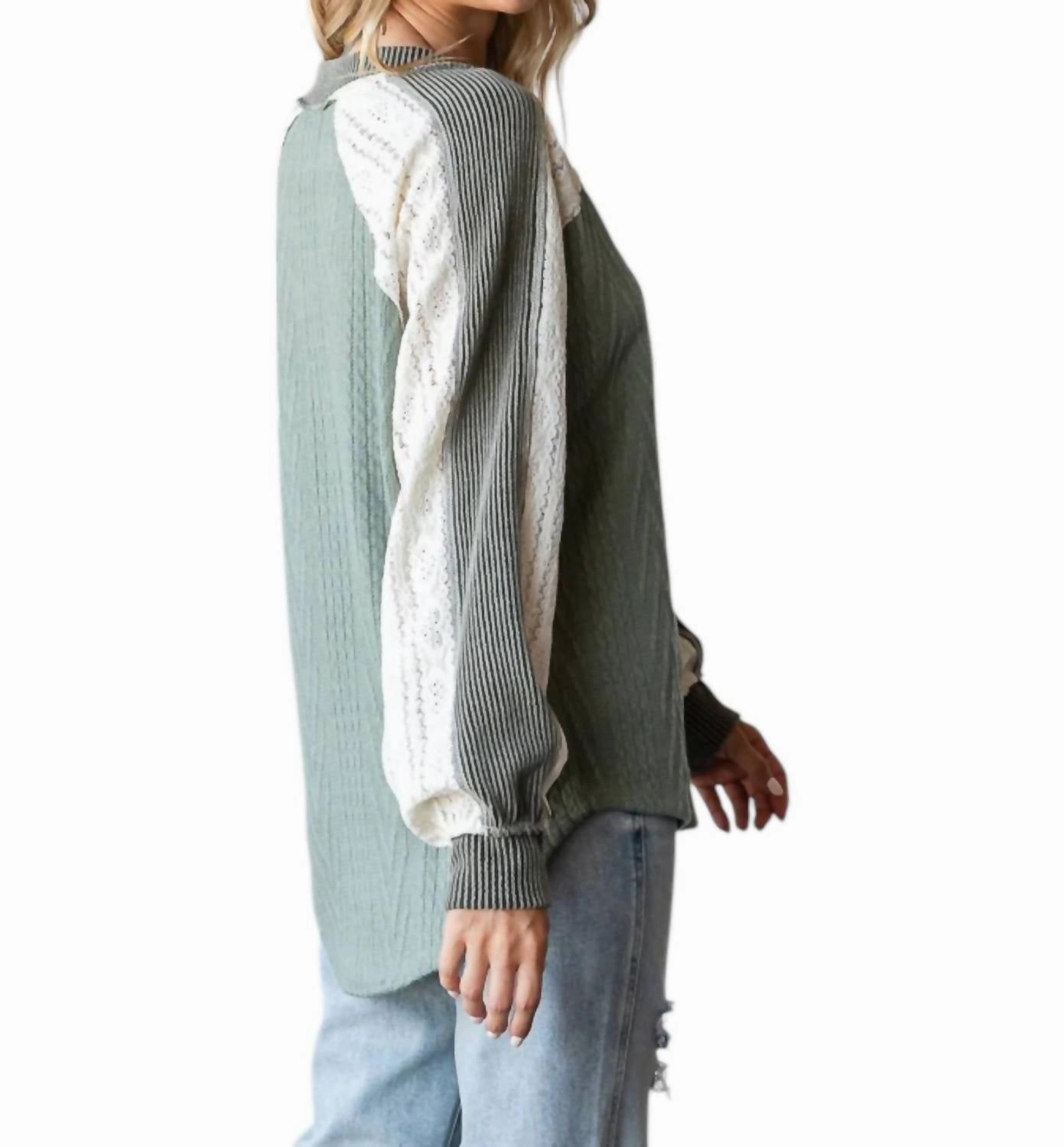 In The Details Knit Top In Olive