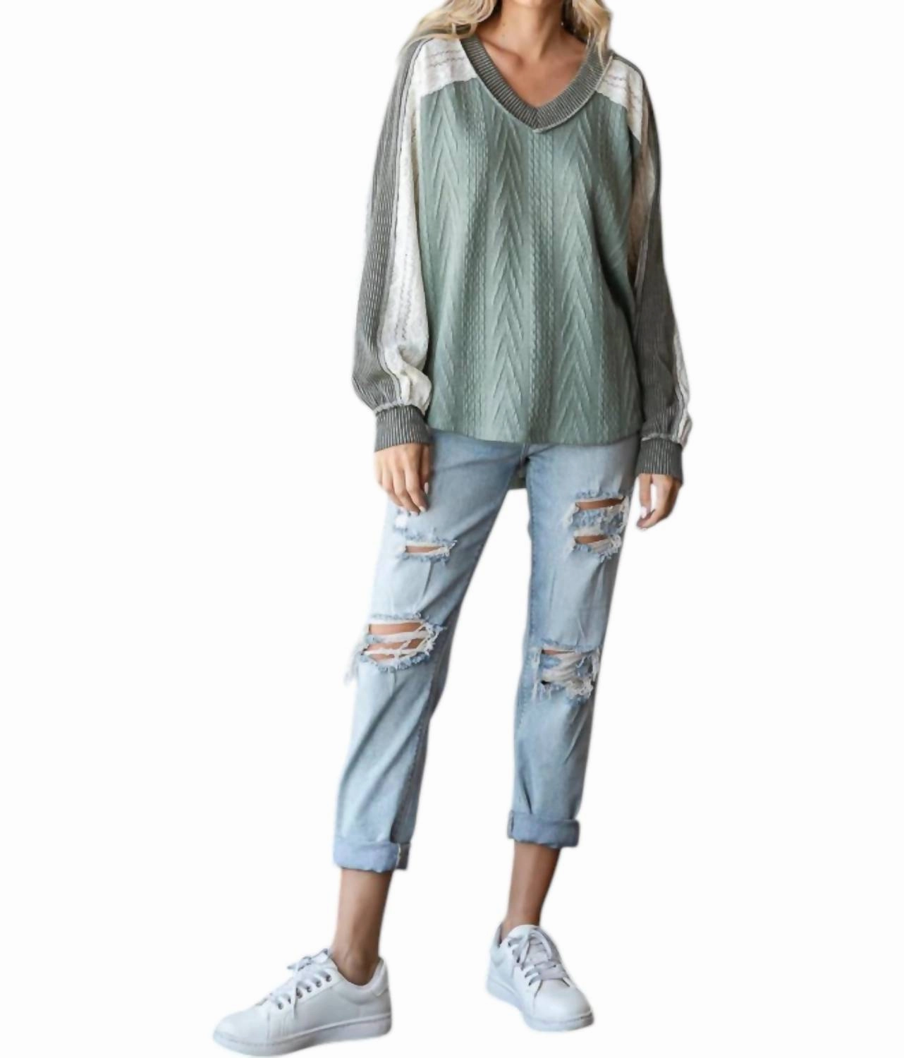 In The Details Knit Top In Olive
