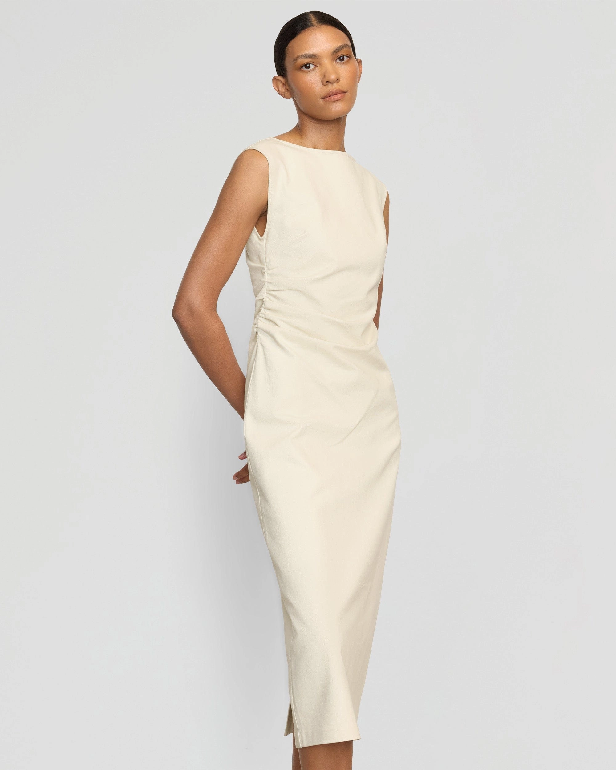 Inari Cotton Twill Boat-Neck Dress