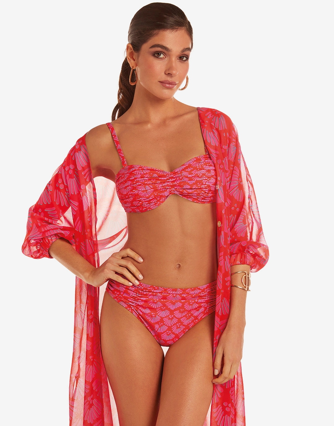 Indian Ruched Bandeau Bikini Set Roidal - Roidal activewear best price