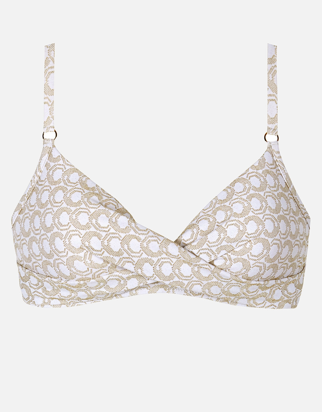 Indira Twist Front Bikini Top - White and Gold Swim Womens - sport swimwear clearance
