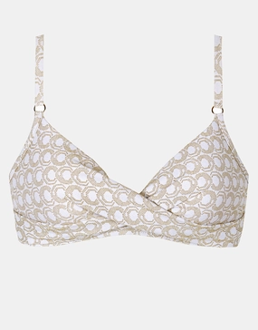 Indira Twist Front Bikini Top - White and Gold Swim Womens - sport swimwear clearance