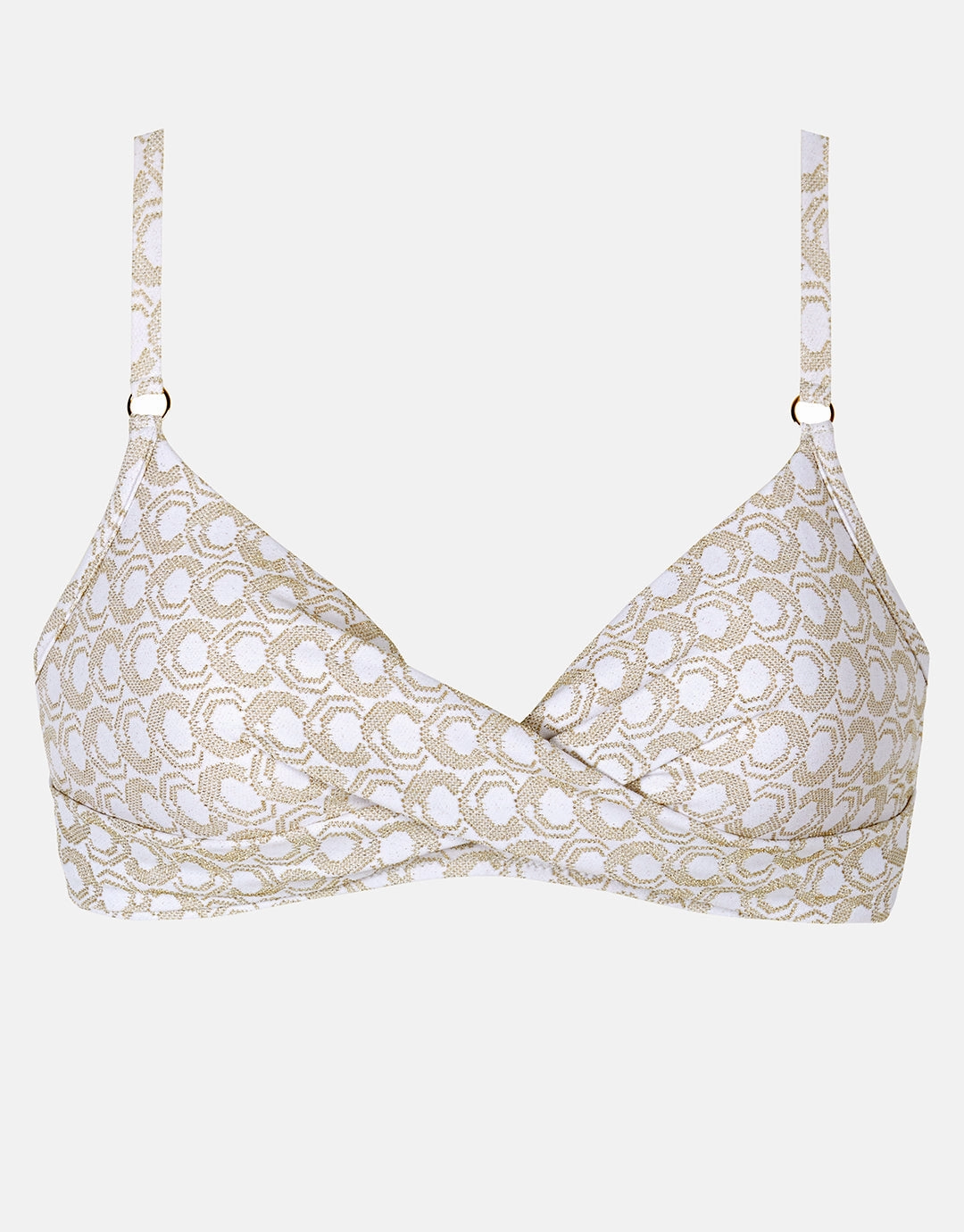 Indira Twist Front Bikini Top - White and Gold Swim Womens - one-pieces cheap