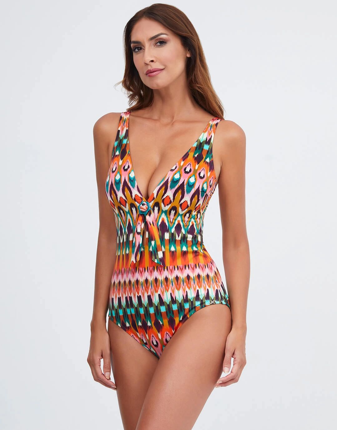 Ipanema Tie Front Swimsuit - Pink Multi