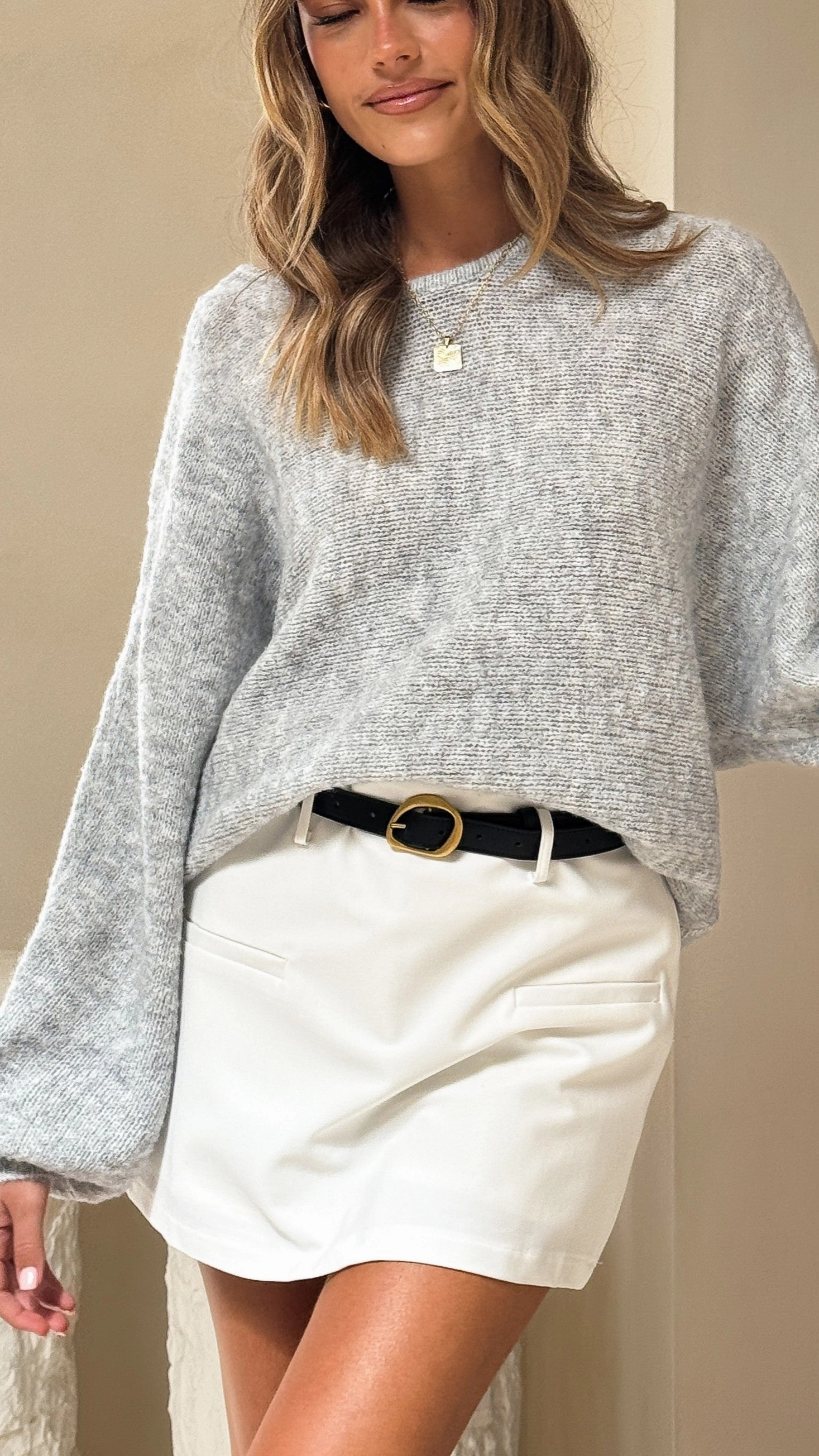 Isabella Knit Sweater - Grey
