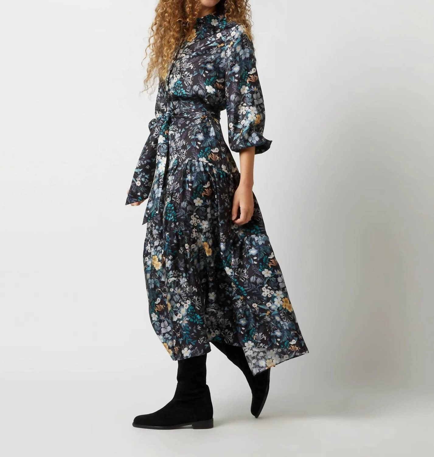 Isabella Popover Shirt Dress In Blue Multi