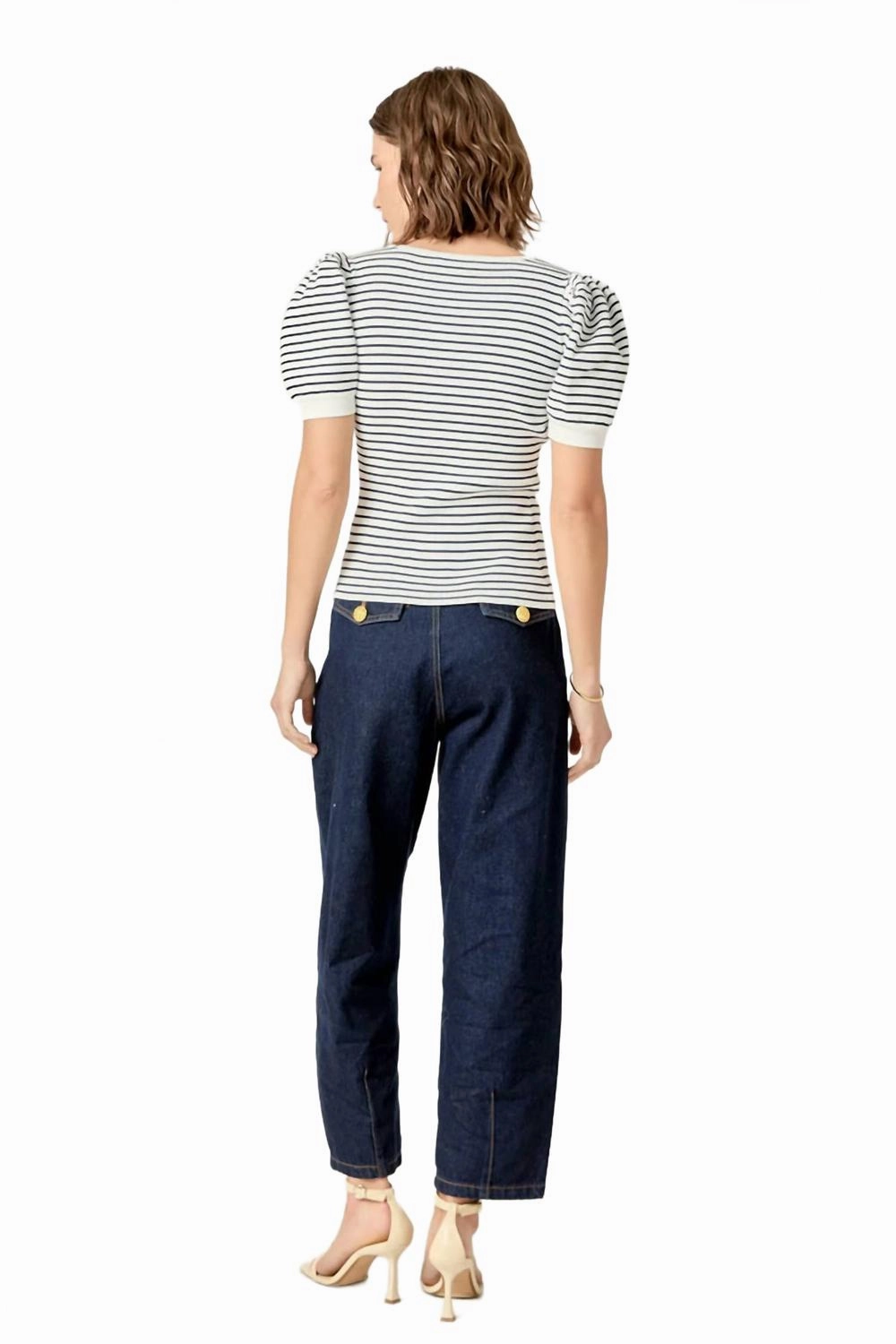 Isabella Striped Knit Top In Black/white