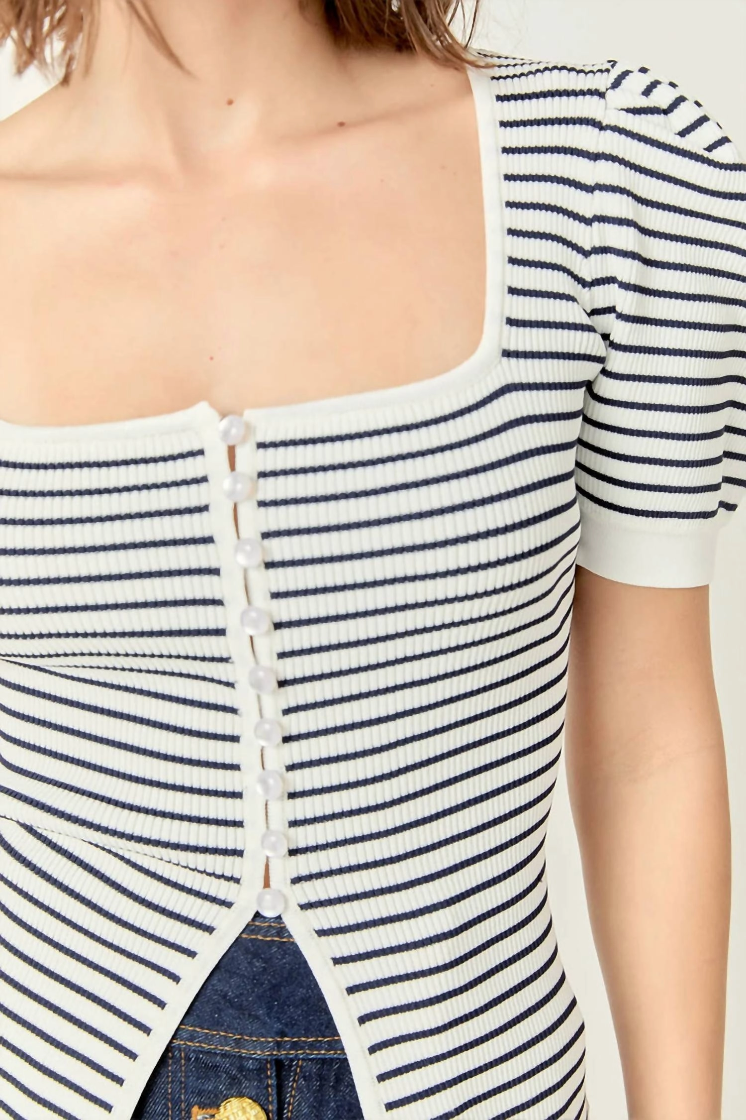 Isabella Striped Knit Top In Black/white
