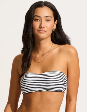 Isla Palm Bustier Bandeau Bikini Top - White Seafolly - Seafolly bikinis sale
