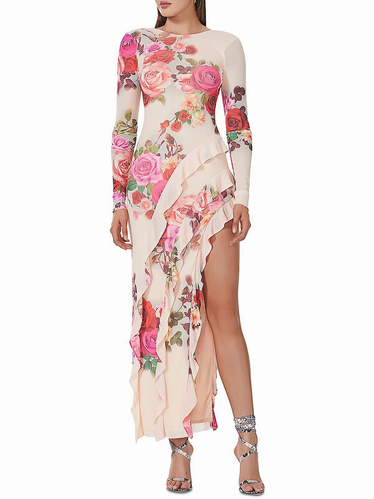 Jacie Womens Floral Hi Low Cocktail And Party Dress
