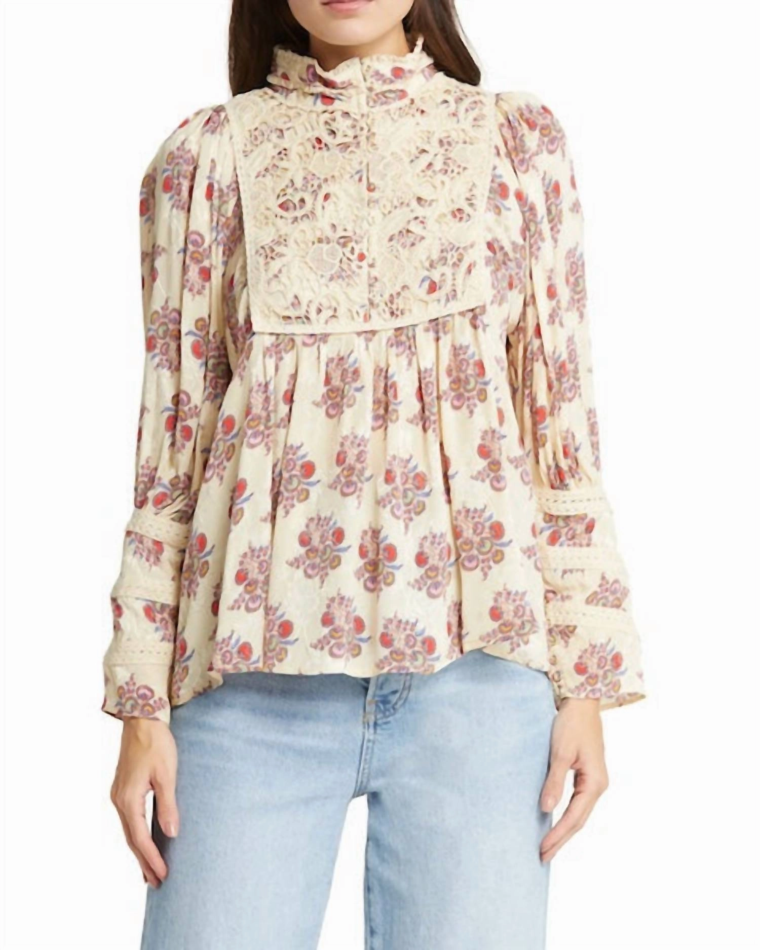 Jacquard Lace Blouse In Posy