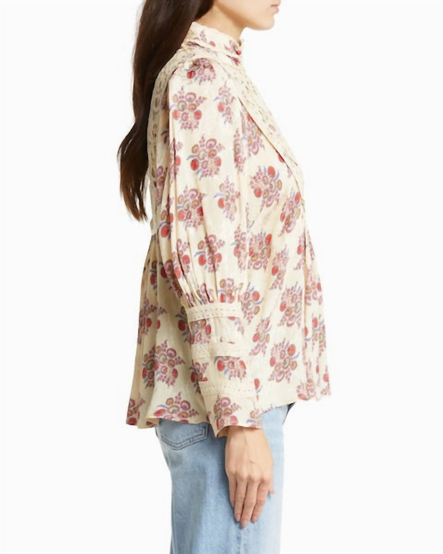 Jacquard Lace Blouse In Posy