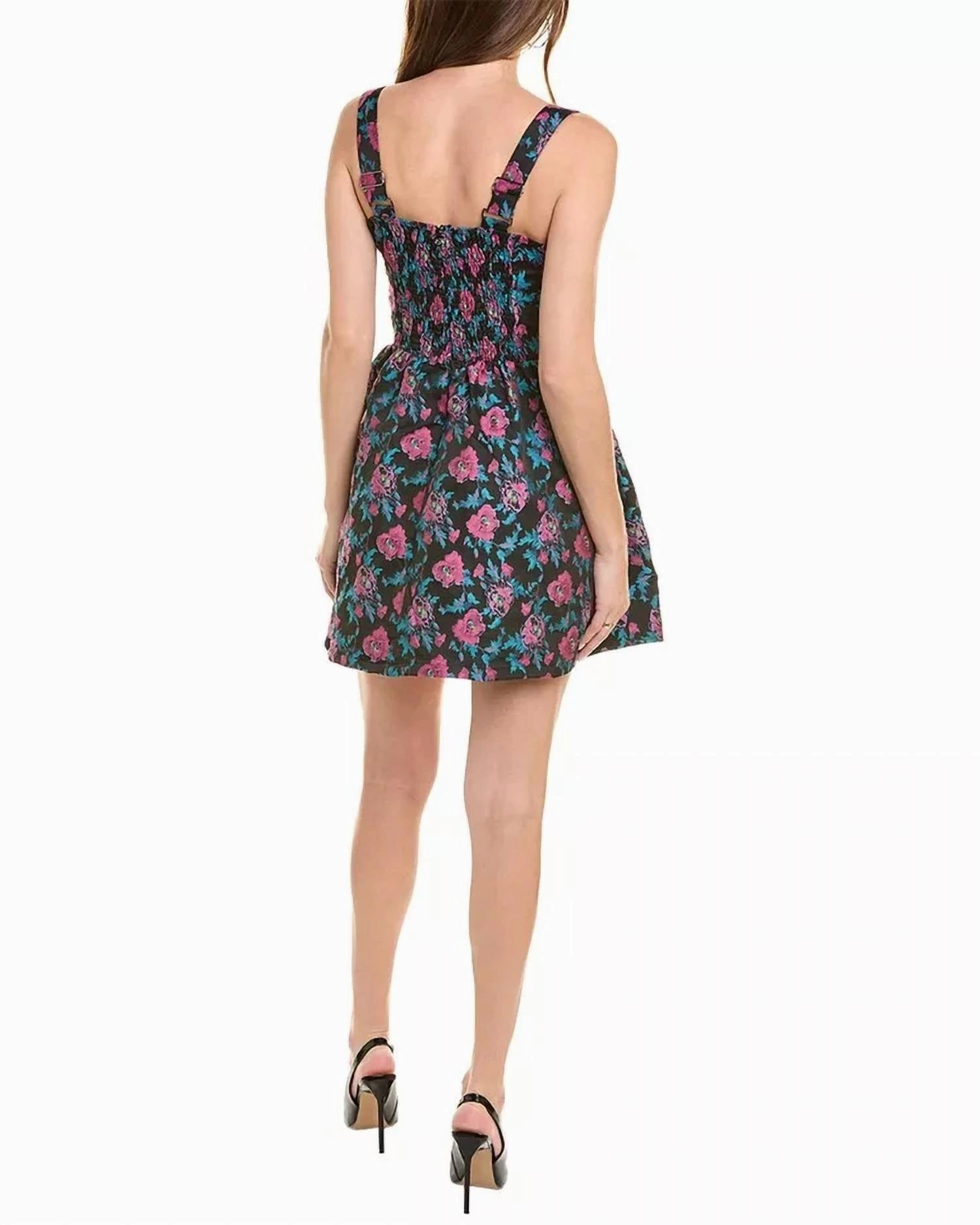 Jacquard Woven Bustier Dress In Black