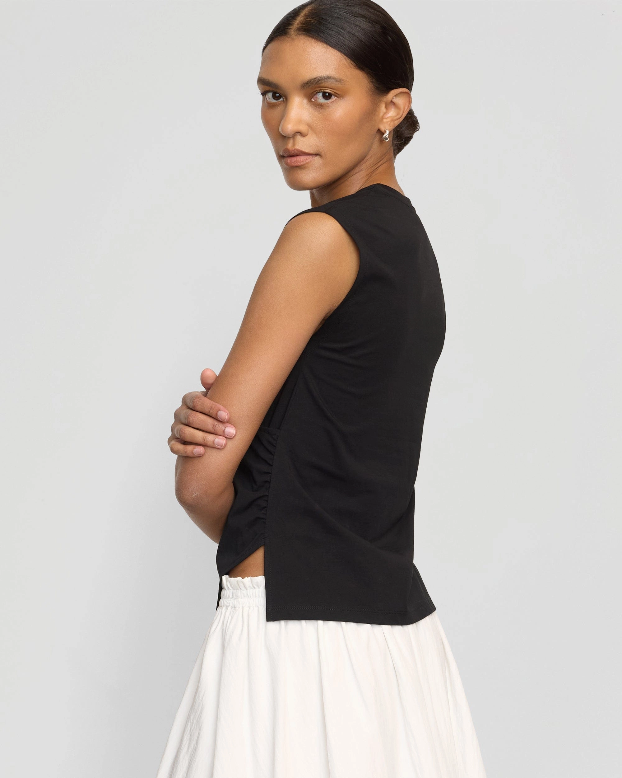 Janelle Front-Wrap Jersey Tee