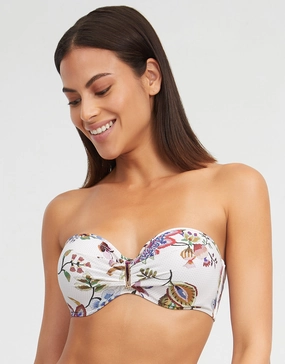 Jasmine Bandeau Bikini Top - White Floral Nuria Ferrer - Nuria Ferrer fashion sale