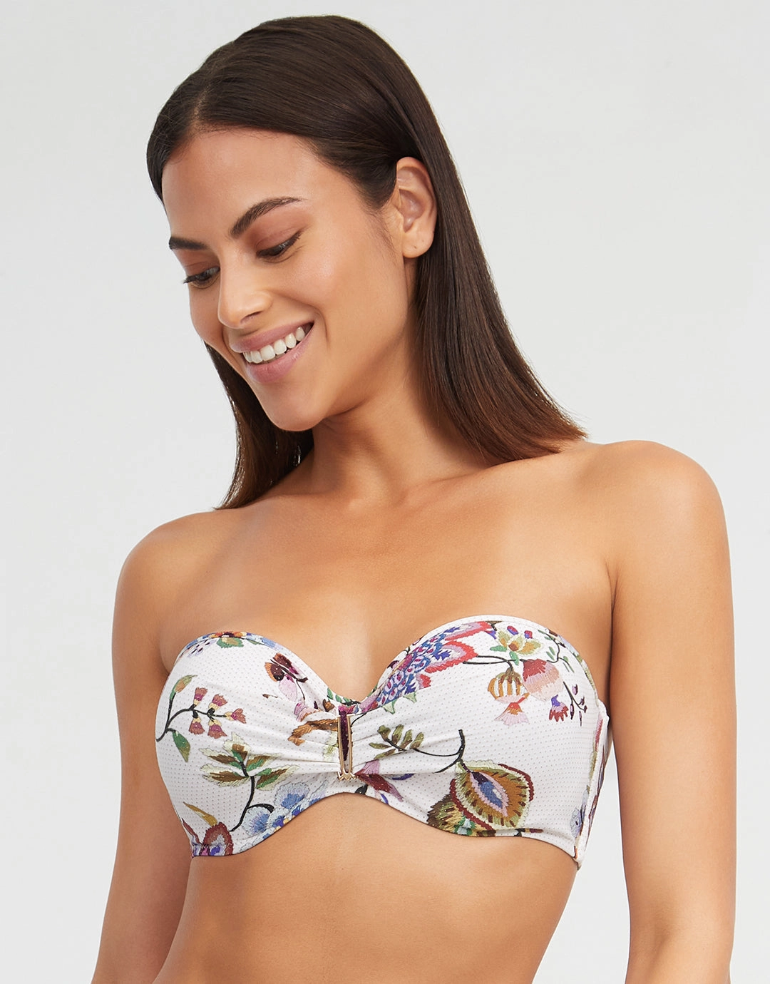 Jasmine Bandeau Bikini Top - White Floral Nuria Ferrer - Nuria Ferrer fashion sale