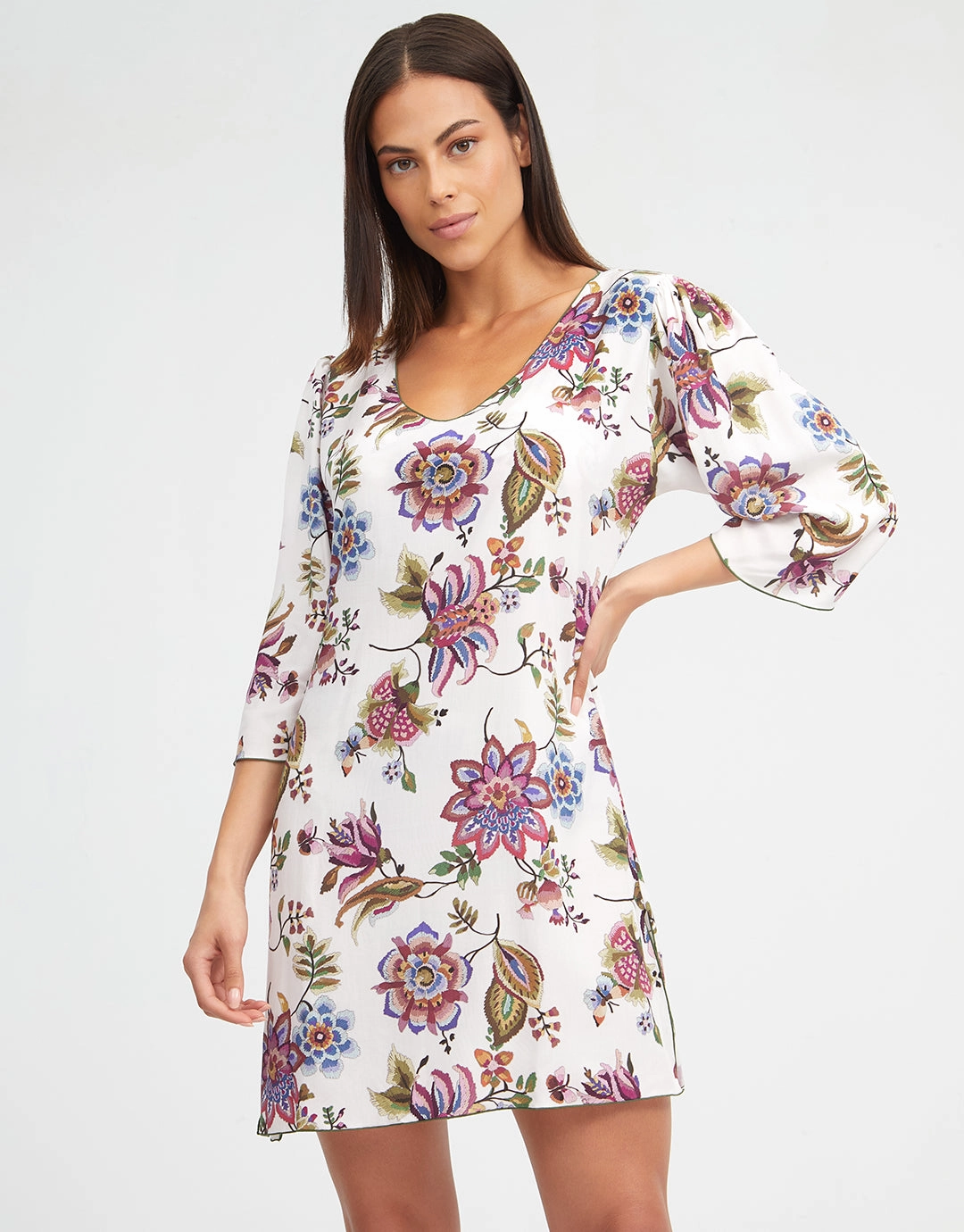 Jasmine Beach Dress - White Floral Nuria Ferrer - Nuria Ferrer fashion sale
