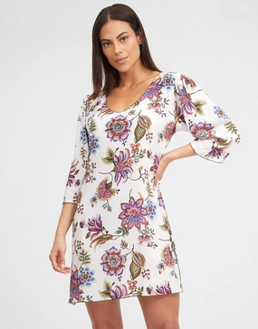 Jasmine Beach Dress - White Floral Nuria Ferrer - Nuria Ferrer fashion sale