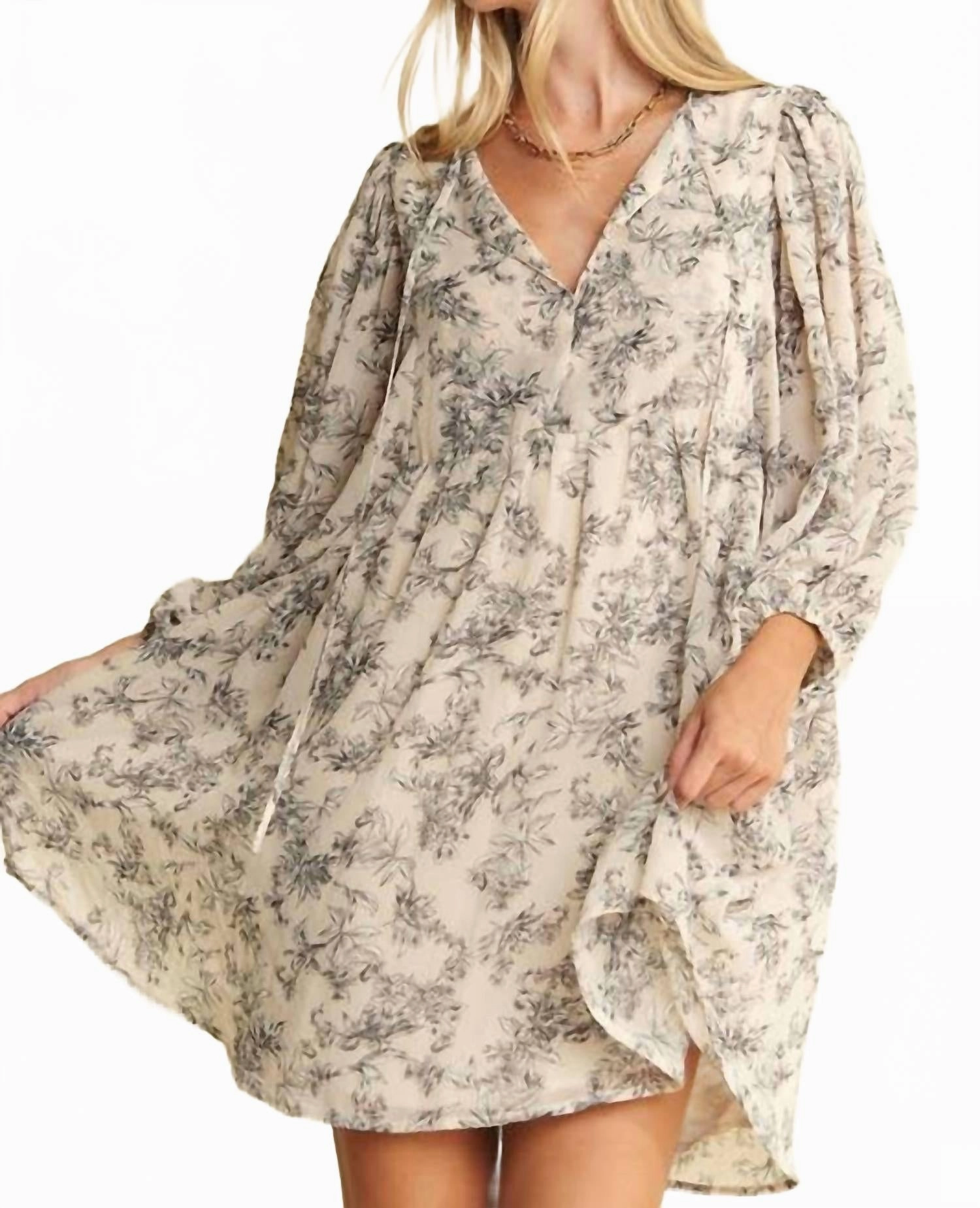 Jayde Floral Mini Dress In Cream