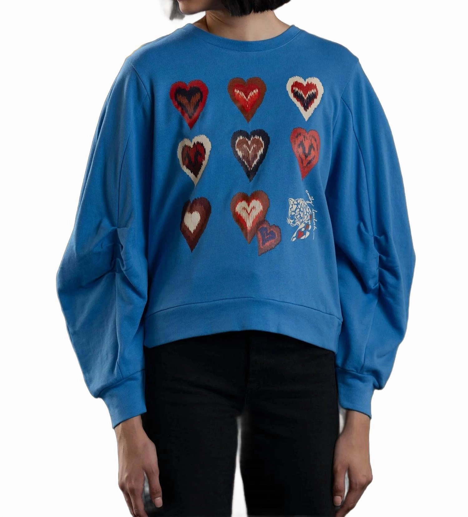 Jemma Hearts Sweatshirt In Blue