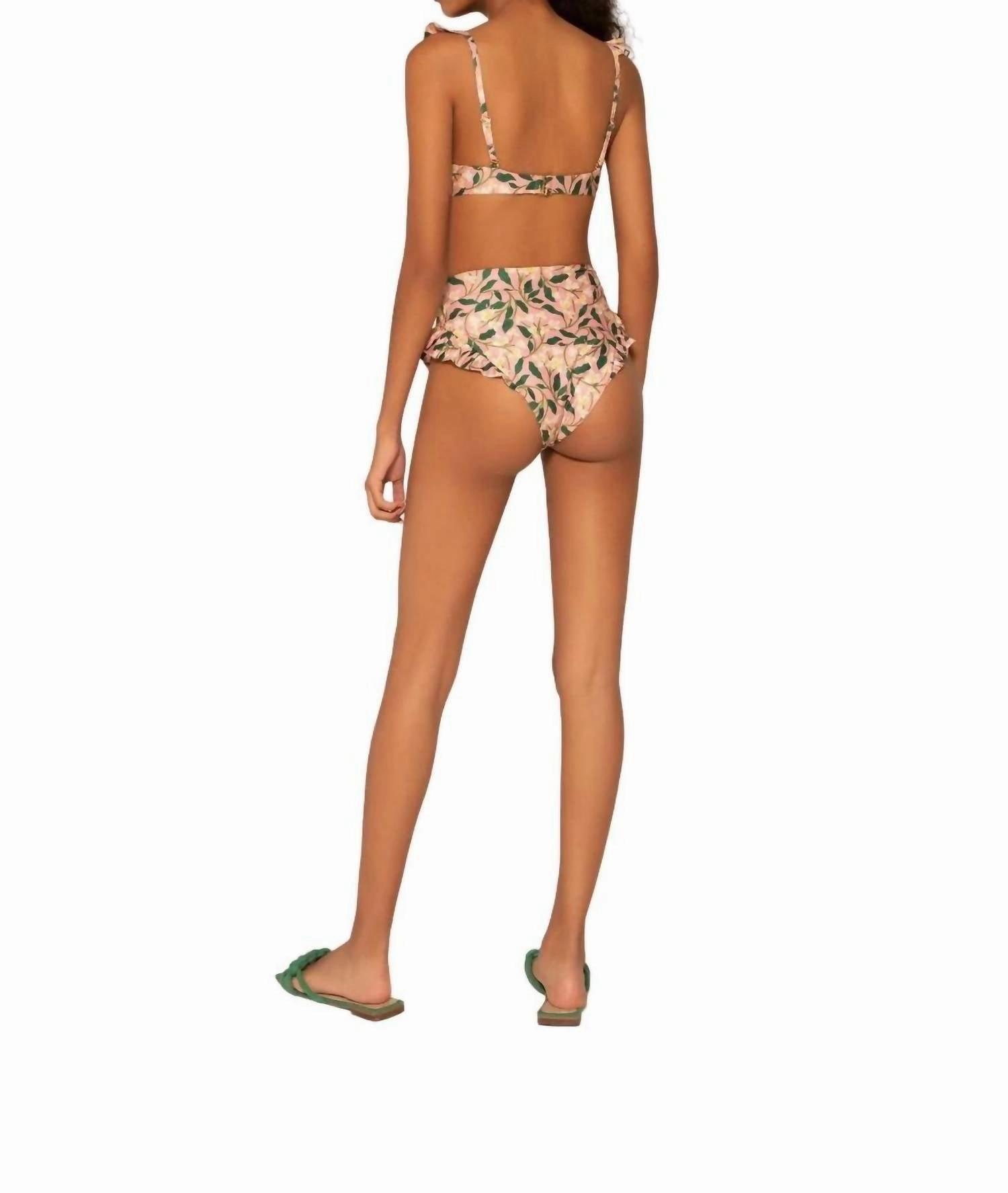 Jengibre Dos Gardenias Bikini Bottom In Pink