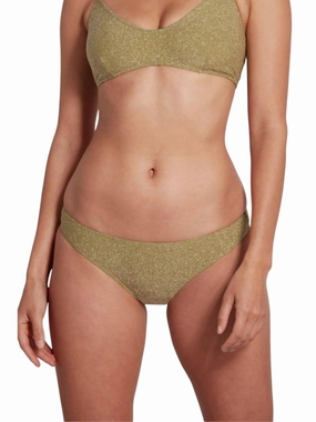Jenna Classic Brief Bikini Bottom Lurex In Green Swim Womens - ruched swimwear outlet