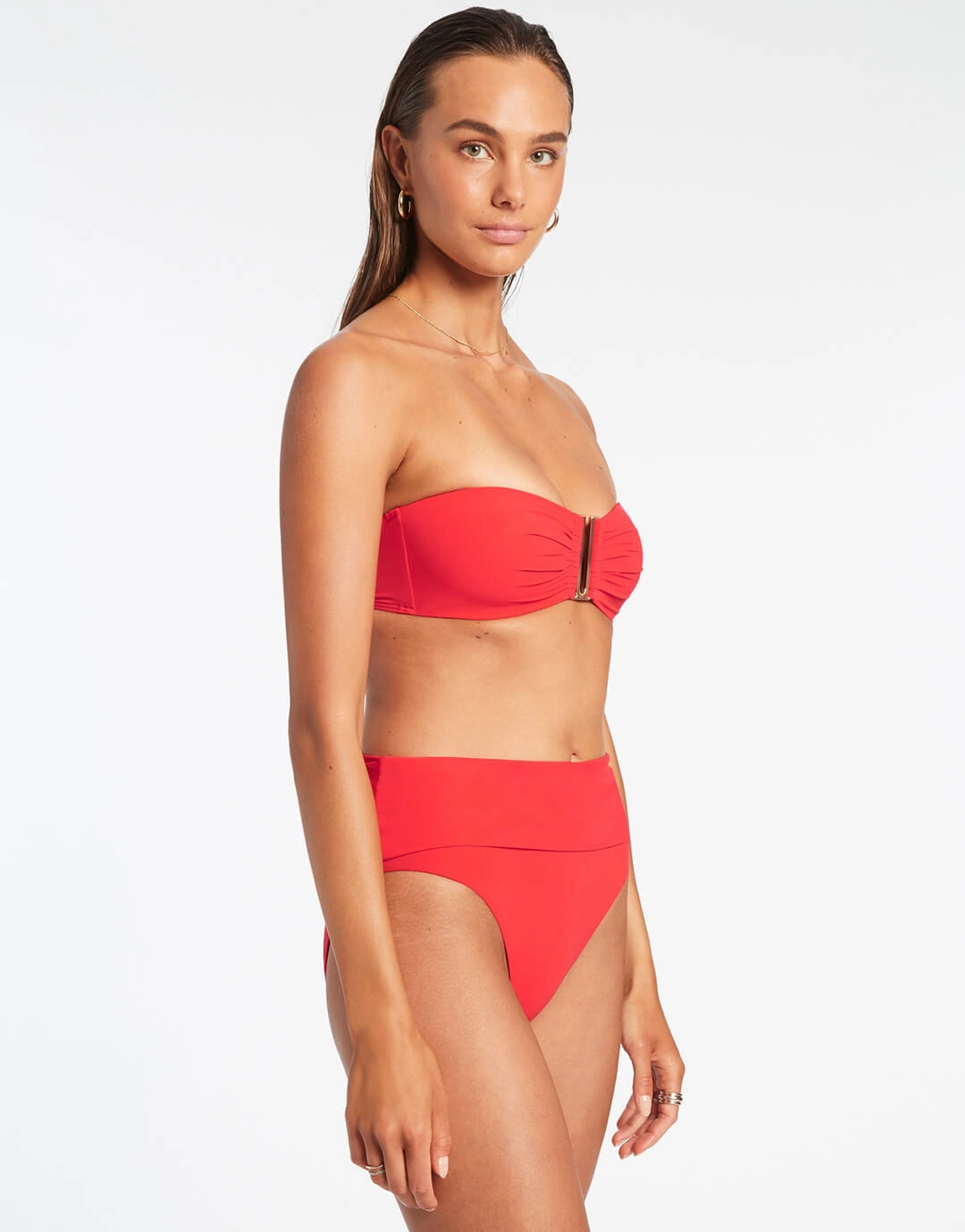 Jetset Fold Down Bikini Pant - Cherry
