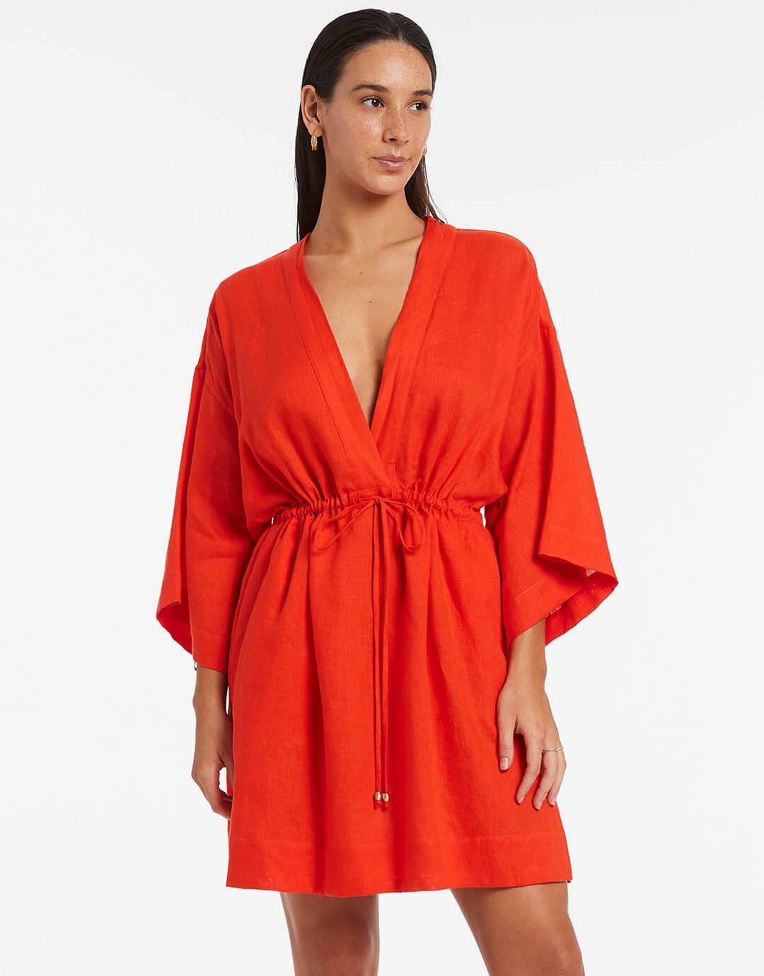 Jetset Gathered Front Kaftan - Fiamma Red Jets - Jets swimwear best price