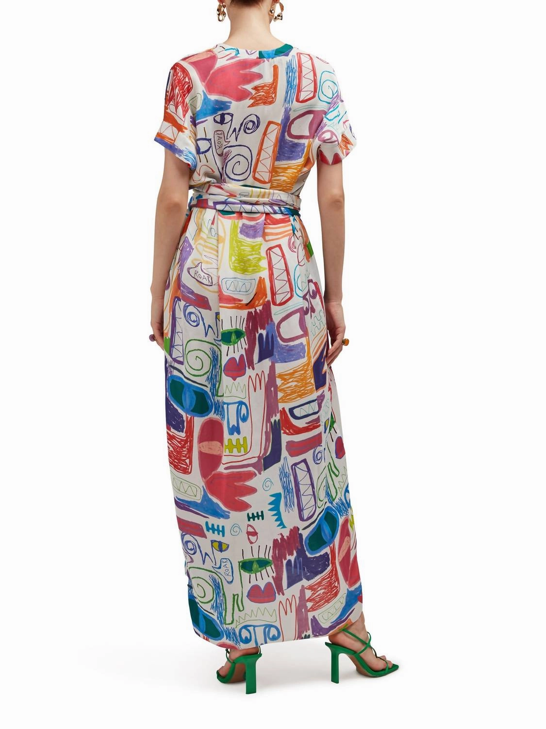 Joanna Silk Satin Maxi Dress In Abstract Courage