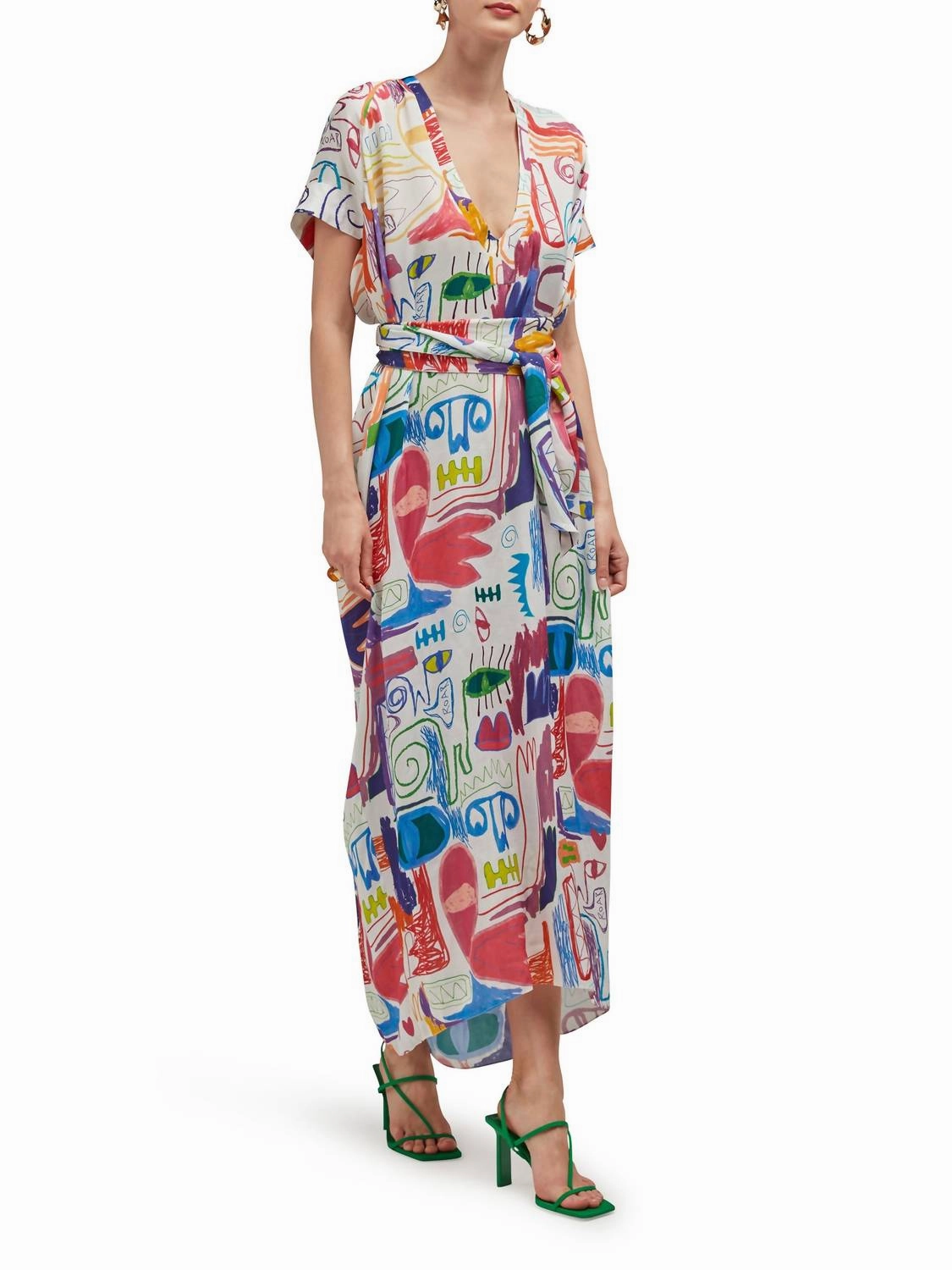 Joanna Silk Satin Maxi Dress In Abstract Courage