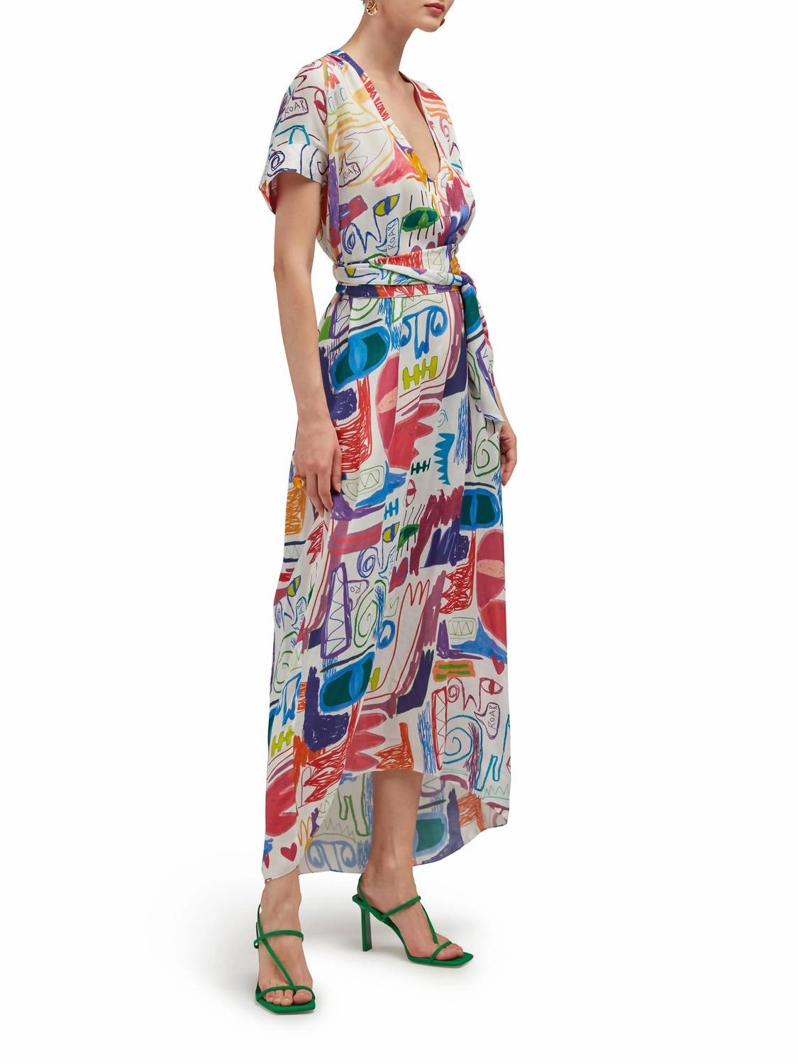 Joanna Silk Satin Maxi Dress In Abstract Courage
