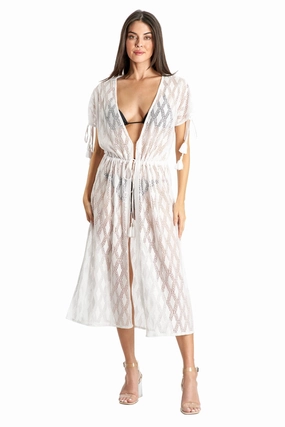 Joey V-Neck Tasseled Kimono Dress Swim Womens - push-up swimsuits cheap