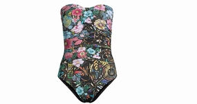 Johnny Was Women Ruched Sweetheart One Piece Swimsuit Swim Womens - tie-side bikinis