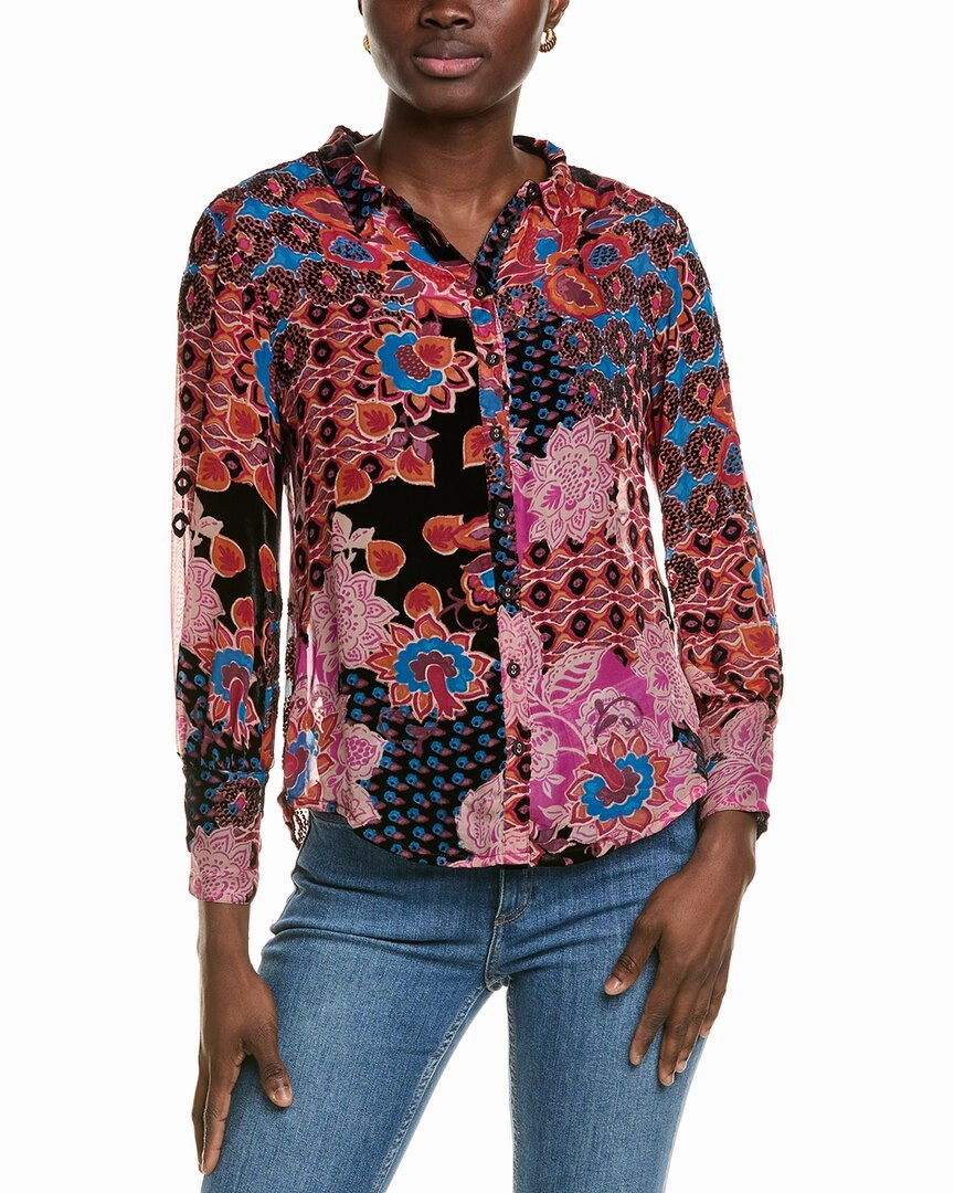 Johnny Was Yrene Petite Silk-Blend Blouse