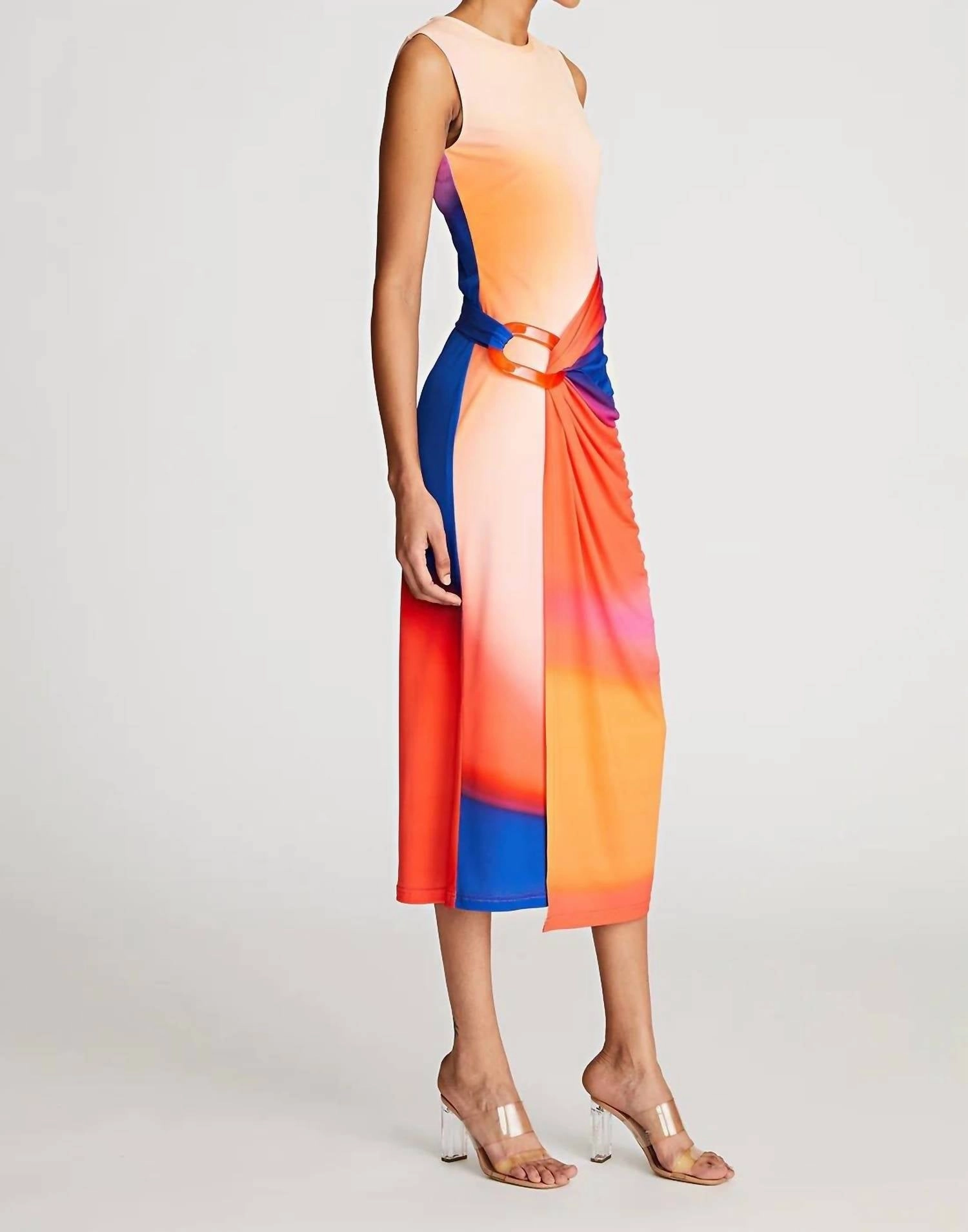 Jordi Dress In Sunset Abstract Color Block