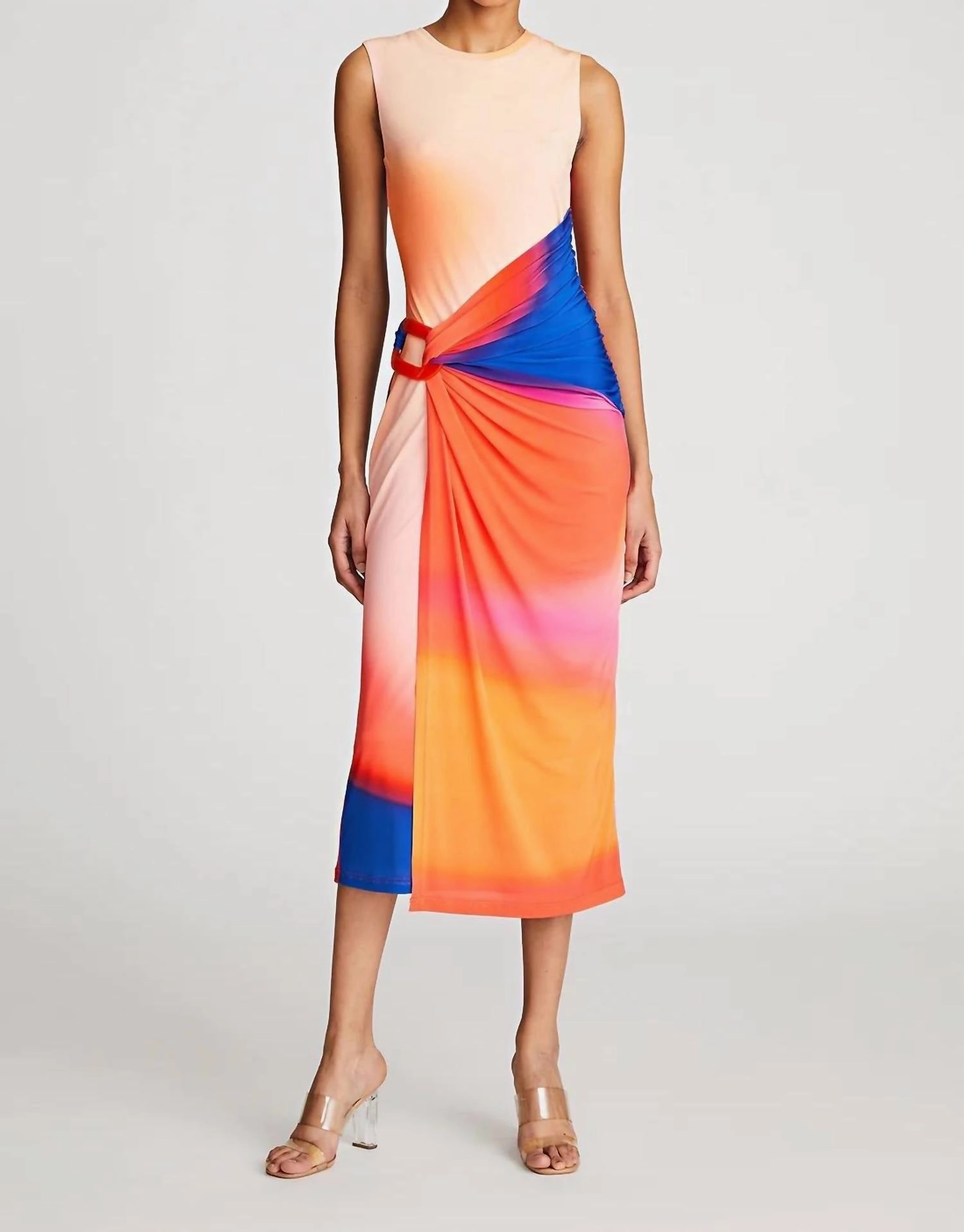 Jordi Dress In Sunset Abstract Color Block