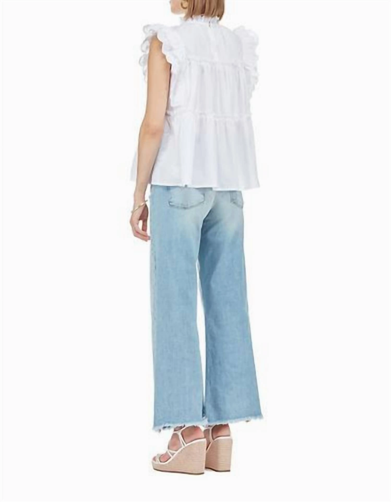Jules Scallop Trim Top In White