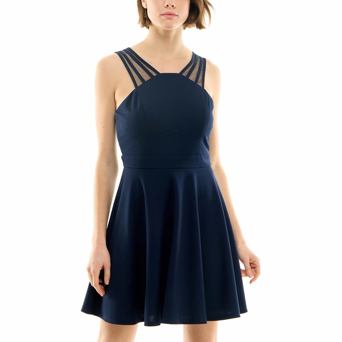 Juniors    Womens Panel Short Fit & Flare Dress