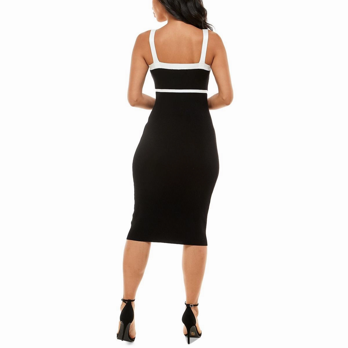 Juniors Womens Midi Ribbed Knit Sweaterdress