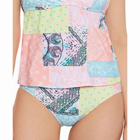 Juniors Womens Patchwork Nylon Swim Bottom Separates Swim Womens - retro swimwear outlet