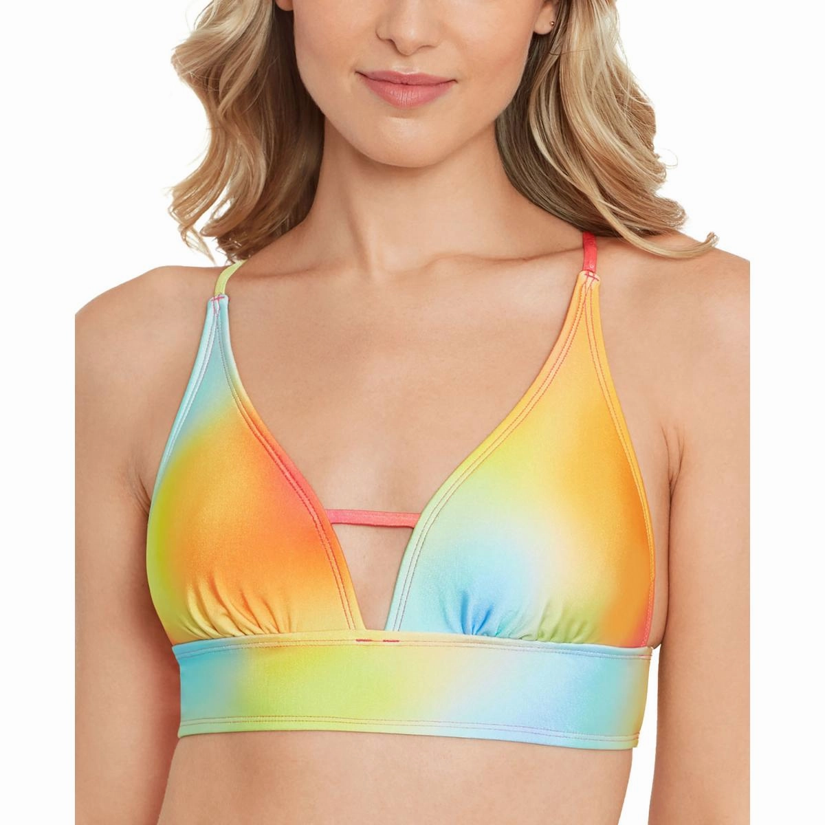 Juniors Womens Printed Banded Bikini Swim top